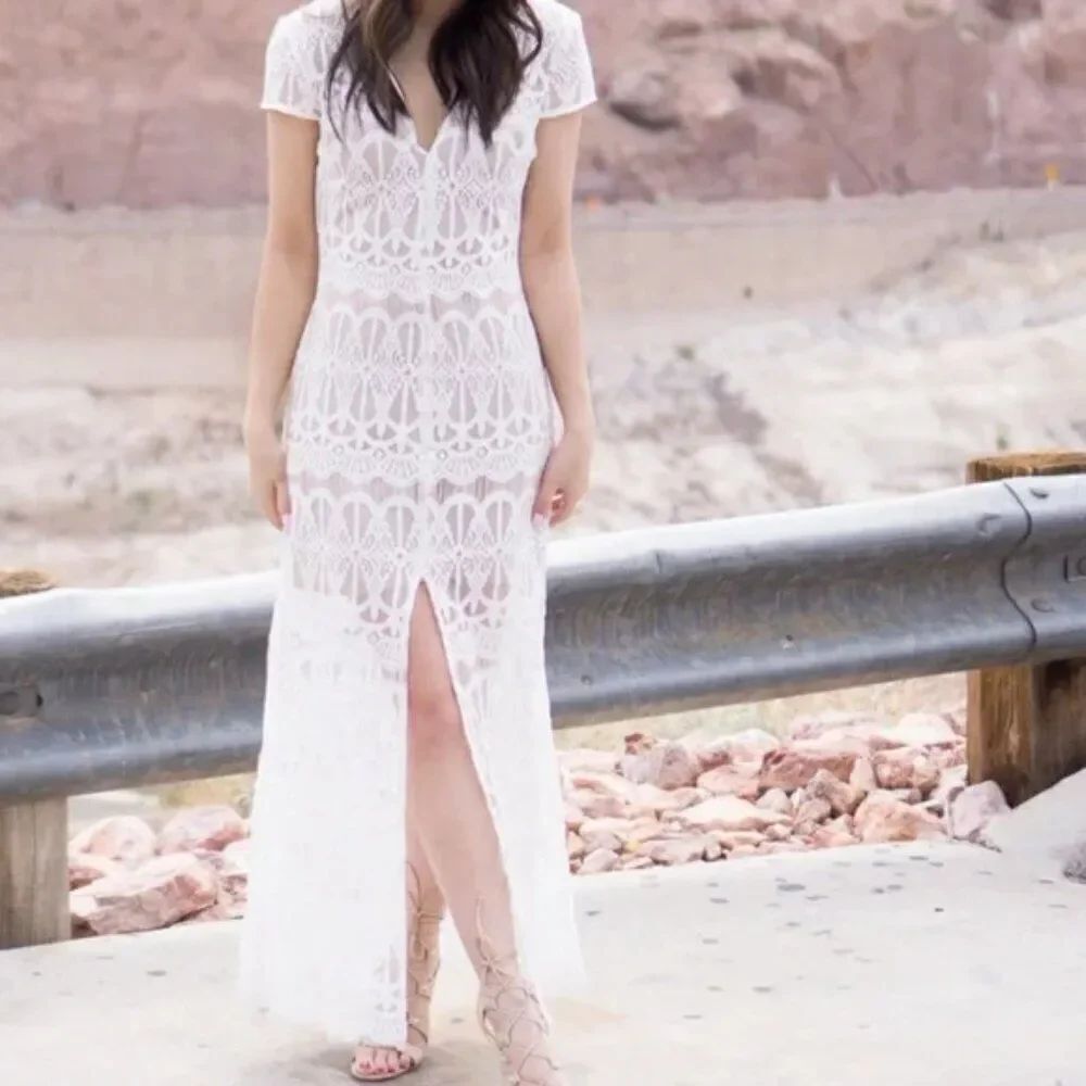 WAYF Lace Maxi Dress Sz M
